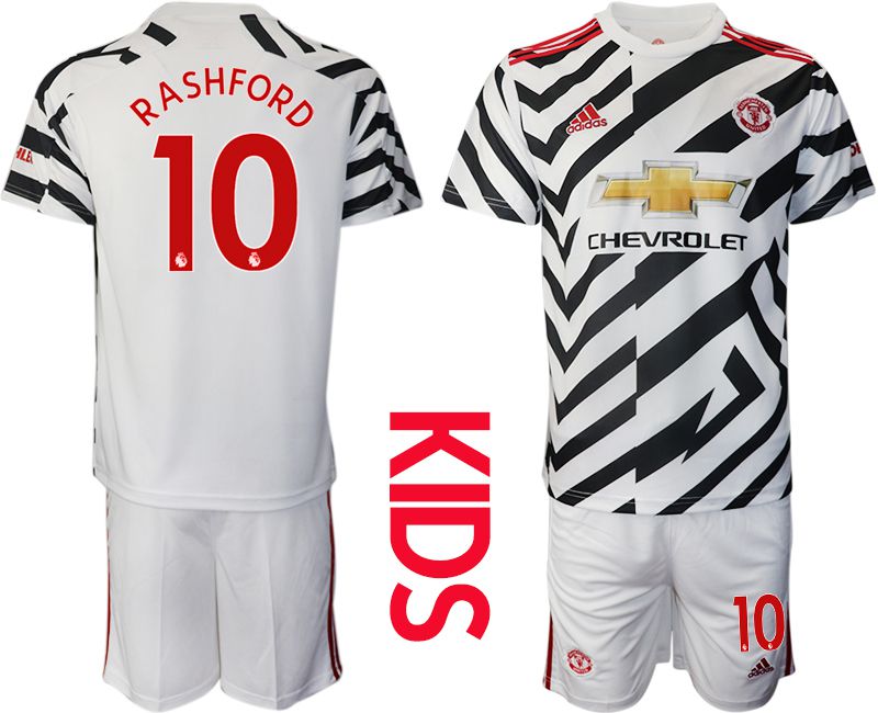 Youth 2020-2021 club Manchester united away #10 white Soccer Jerseys